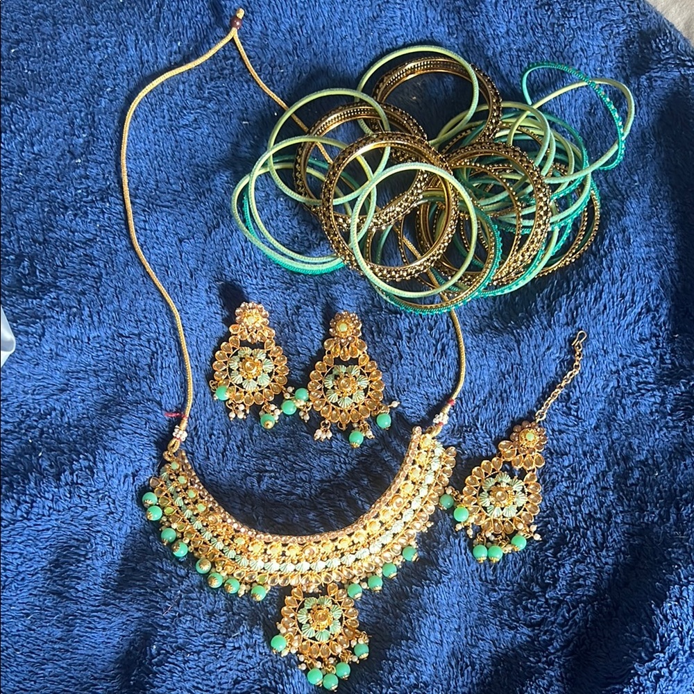 Elegant Gold and Green Indian wedding set